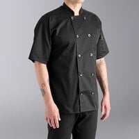Uncommon Chef South Beach 0415 Unisex Black Customizable Short Sleeve Chef Coat - 3XL