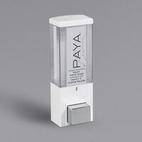 Dispenser Amenities 86154-PAYA iQon 13 oz. White Wall Mounted Locking Shower Dispenser with Translucent Bottle and Paya Logo