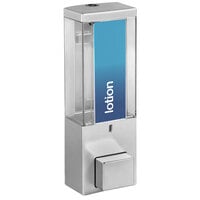 Dispenser Amenities 86134 iQon 13 oz. Satin Silver Wall Mounted Locking Shower Dispenser with Translucent Bottle