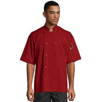Uncommon Threads South Beach 0415 Unisex Red Customizable Short Sleeve Chef Coat - XS