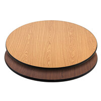 Lancaster Table & Seating 36" Laminated Round Table Top Reversible Walnut / Oak