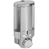 Dispenser Amenities 36144 Aviva 10 oz. Chrome Wall Mounted Locking Soap Dispenser with Translucent Bottle