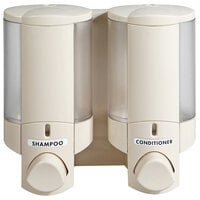Dispenser Amenities 36270 Aviva 20 oz. Vanilla 2-Chamber Wall Mounted Locking Soap Dispenser with Translucent Bottles