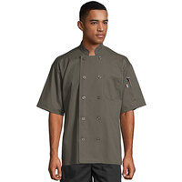 Uncommon Threads South Beach 0415 Unisex Olive Customizable Short Sleeve Chef Coat - L