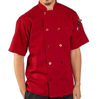 Uncommon Threads South Beach 0415 Unisex Red Customizable Short Sleeve Chef Coat - L