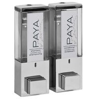 Dispenser Amenities 86244-PAYA iQon 26 oz. Chrome Wall Mounted 2-Chamber Locking Shower Dispenser with Translucent Bottles and Paya Logo