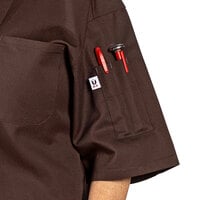 Uncommon Threads South Beach 0415 Unisex Brown Customizable Short Sleeve Chef Coat - L