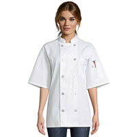 Uncommon Threads South Beach 0415 Unisex White Customizable Short Sleeve Chef Coat - L