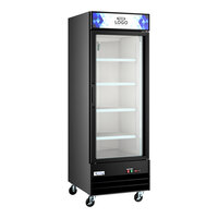 Avantco GDC-23-HC 28 3/8" Black Swing Glass Door Merchandiser Refrigerator with LED Lighting and Customizable Panel