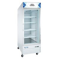 Avantco GDC-24F-HC 31 1/8 inch White Swing Glass Door Merchandiser Freezer with LED Lighting and Customizable Panel