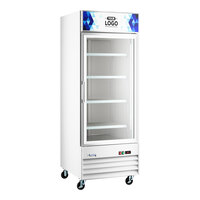 Avantco GDC-24F-HC 31 1/8" White Swing Glass Door Merchandiser Freezer with LED Lighting and Customizable Panel