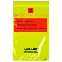 LK Packaging LABZ69YE Lab-Loc 6 inch x 9 inch Seal-N-Rip Reclosable Yellow Tint 3-Wall Specimen Transfer Bag with Removable Biohazard Symbol - 1000/Case