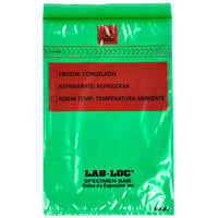 LK Packaging LABZ69GR Lab-Loc 6 inch x 9 inch Seal-N-Rip Reclosable Green Tint 3-Wall Specimen Transfer Bag with Removable Biohazard Symbol - 1000/Case