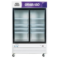 Avantco GDS-47-HC 53 1/8 inch White Sliding Glass Door Merchandiser Refrigerator with LED Lighting and Customizable Panel