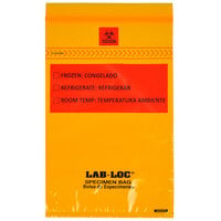 LK Packaging LABZ69OR Lab-Loc 6 inch x 9 inch Seal-N-Rip Reclosable Orange Tint 3-Wall Specimen Transfer Bag with Removable Biohazard Symbol - 1000/Case