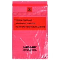 LK Packaging LABZ69RE Lab-Loc 6 inch x 9 inch Seal-N-Rip Reclosable Red Tint 3-Wall Specimen Transfer Bag with Removable Biohazard Symbol - 1000/Case