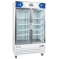 Avantco GDC-40-HC 48" White Swing Glass Door Merchandiser Refrigerator with LED Lighting and Customizable Panel
