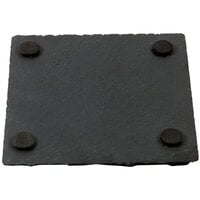 Acopa 5 inch Square Black Slate Coaster with Soapstone Chalk - 4/Pack
