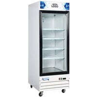 Avantco GDC-23-HC 28 3/8 inch White Swing Glass Door Merchandiser Refrigerator with LED Lighting and Customizable Panel