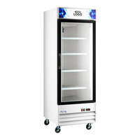 Avantco GDC-23-HC 28 3/8" White Swing Glass Door Merchandiser Refrigerator with LED Lighting and Customizable Panel