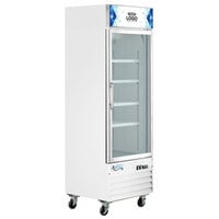 Avantco GDC-12F-HC 27 1/8 inch White Swing Glass Door Merchandiser Freezer with LED Lighting and Customizable Panel