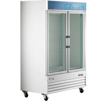 Avantco GD-ICE-49-F 53 inch White Glass Door Ice Merchandiser with Customizable Panel