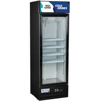 Avantco GDC-15-HC 25 5/8 inch Black Swing Glass Door Merchandiser Refrigerator with LED Lighting and Customizable Panel