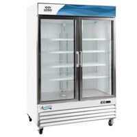 Avantco GDC-49-HC 53" White Swing Glass Door Merchandiser Refrigerator with LED Lighting and Customizable Panel
