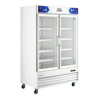 Avantco GDC-49-HC 53" White Swing Glass Door Merchandiser Refrigerator with LED Lighting and Customizable Panel