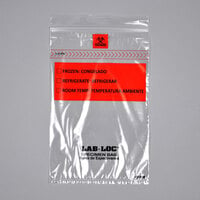 LK Packaging LABZ69BBX Lab-Loc 6 inch x 9 inch Seal-N-Rip Reclosable 3-Wall Specimen Transfer Bag with Removable Biohazard Symbol - 1000/Case