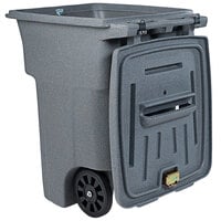 Toter CDA96-53878 96 Gallon Graystone Rectangular Wheeled Secure Document Management Cart with Barrel Lock Lid