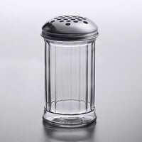 American Metalcraft GLA319 12 oz. Glass Cheese Shaker with Stainless Steel Lid and Extra Large Holes
