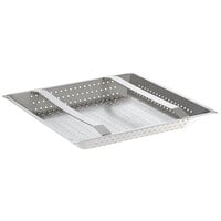 20 inch x 20 inch x 2 1/4 inch 18-Gauge Stainless Steel Scrap / Pre-Rinse Basket with Stainless Steel Slides