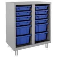 Hirsh Industries 22929 Huxley 30 inch x 18 inch x 36 inch Platinum Storage Cabinet with 12 Blue Bins
