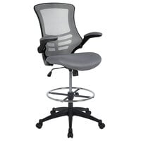 Flash Furniture BL-X-5M-D-DKGY-GG Mid-Back Dark Gray Mesh Drafting Stool with Flip-Up Arms