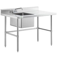 Regency 30 inch x 48 inch 16 Gauge Stainless Steel Work Table with Left Sink and Cross Bracing