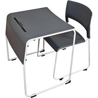 Luxor STUDENT-STK4PK Slate Gray and Powder-Coated Steel Stackable Desk and Chair - 4/Case