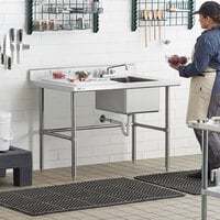 Regency 30 inch x 48 inch 16 Gauge Stainless Steel Work Table with Right Sink and Cross Bracing