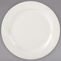 Tuxton YEA-102 Monterey 10 1/4" Eggshell Embossed Rim China Plate - 12/Case
