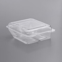 Polar Pak 02195 7 1/8 inch x 8 3/4 inch x 2 13/16 inch Clear OPS 2-Compartment Cookie / Pastry Hinged Display Container - 300/Case