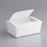 Bio-Pak 04BPPROTWM Protect 8 3/4 inch x 6 1/2 inch x 3 1/2 inch Tamper-Evident White Paper #4 Windowed Take-Out Container - 140/Case