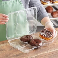 Polar Pak 02077 10 3/4 inch x 7 7/8 inch x 2 1/16 inch Amber OPS 6-Compartment Donut / Pastry Hinged Display Container - 25/Pack