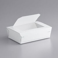 Bio-Pak 03BPPROTWM Protect 8 1/2 inch x 6 1/4 inch x 2 1/2 inch Tamper-Evident White Paper #3 Windowed Take-Out Container - 160/Case