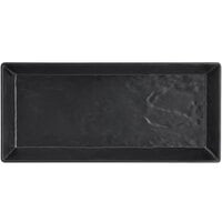 American Metalcraft FSMEL23 18 inch x 8 1/4 inch Black Faux Slate Rectangular Melamine Platter
