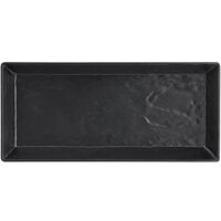 American Metalcraft FSMEL23 18" x 8 1/4" Black Faux Slate Rectangular Melamine Platter