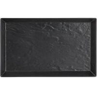 American Metalcraft FSMEL21 21 inch x 13 inch Black Faux Slate Rectangular Melamine Platter