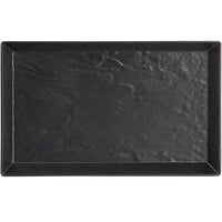 American Metalcraft FSMEL21 21" x 13" Black Faux Slate Rectangular Melamine Platter