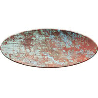 American Metalcraft RM25 25 1/2" x 10 1/4" Faux Reclaimed Wood Melamine Oval Serving Board