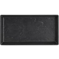 American Metalcraft FSMEL19 14 inch x 7 1/2 inch Black Faux Slate Rectangular Melamine Platter