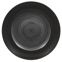 RAK Porcelain TRCLFP24BG Trinidad 9 7/16" Grey and Black Wide Rim Flat Porcelain Plate - 12/Case